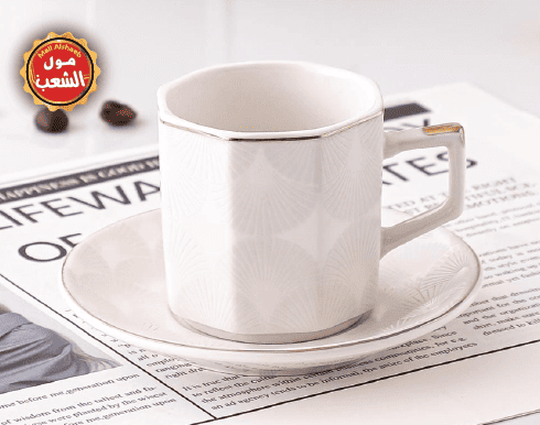 طقم شاي رويال 6 كاسات و 6 صحون 