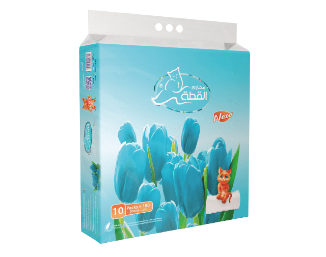 القطة مناديل ازرق  180 منديل *10	